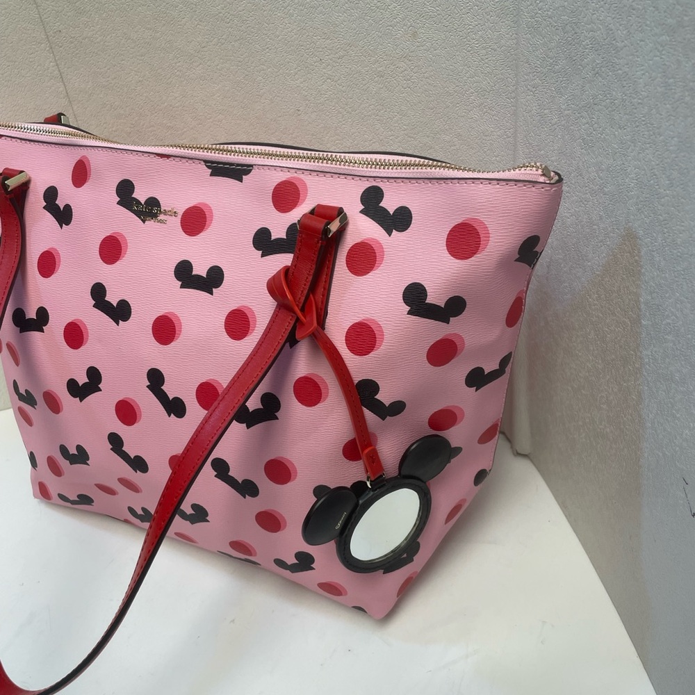 Disney Parks Kate Spade Large Tote Purse Bag with Wallet Mickey Mouse Print Pink - Picture 4 of 11